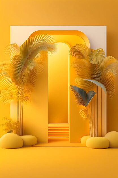 Abstract yellow color gradient studio background for product presentation