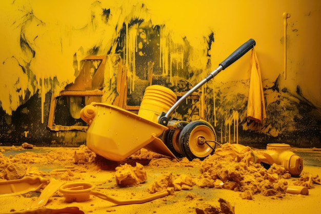 Abstract yellow color worker tools