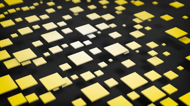Photo abstract yellow cubes over black background
