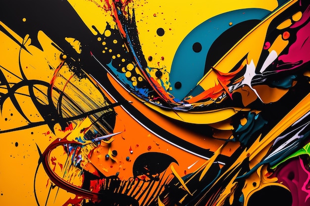Abstract yellow graffiti background Generative AI
