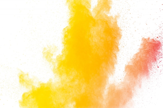 Abstract yellow orange powder explosion. 