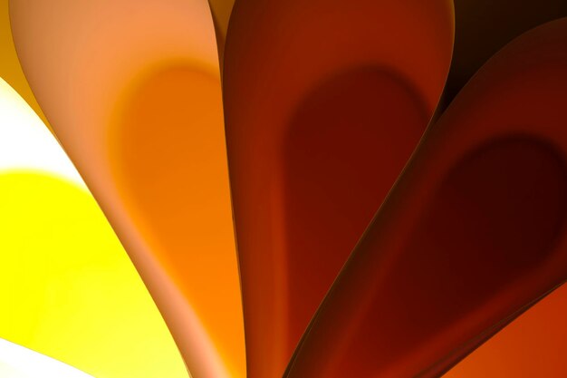 Abstract yellow orange red macro background smooth lines of paper sheets