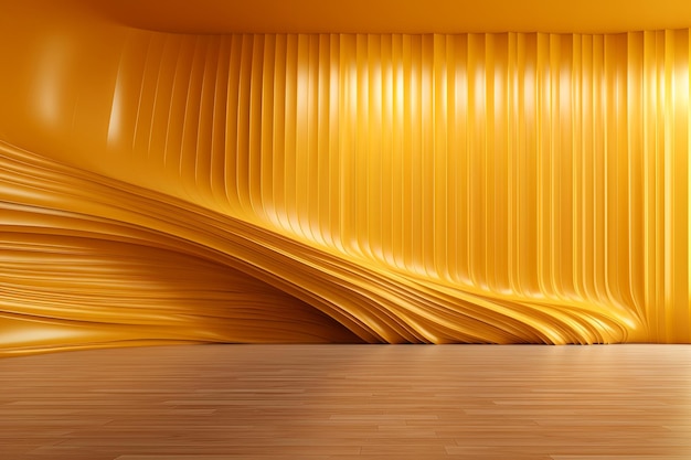 Абстрактные желтые оранжевые волны на стене фоновые обои ai сгенерированы