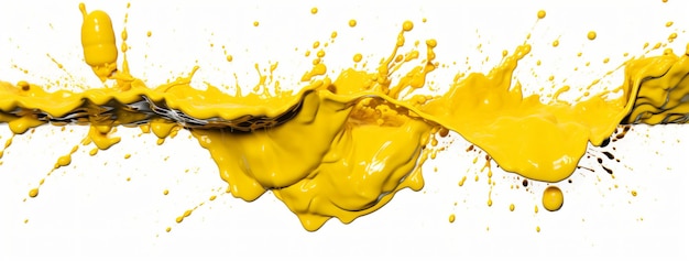 abstract yellow paint splatter on a white background