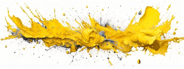 abstract yellow paint splatter on a white background