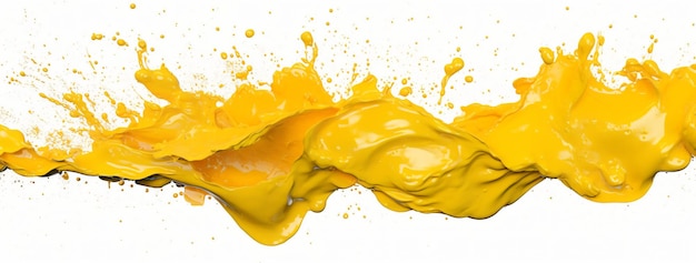 abstract yellow paint splatter on a white background