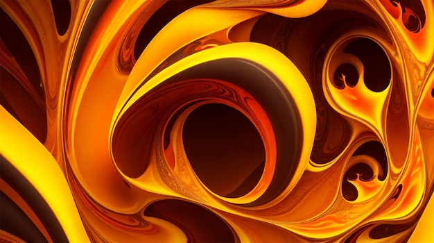 Abstract yellow patterns burn in fiery flames