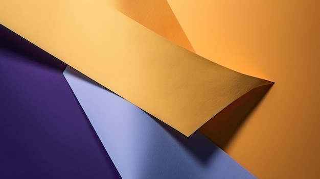 Abstract YellowOrange and BlueViolet colored paper texture minimalist Flat lay Generative AI