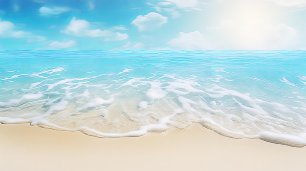 abstract zandstrand van boven met lichtblauw transparant water golf en zonlicht zomervakantie achtergrond concept banner met kopieerruimte natuurlijke schoonheid spa buiten