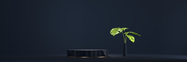 Abstract zwart podiumplatformpodium, voor de weergave van reclameproducten, 3D-rendering.