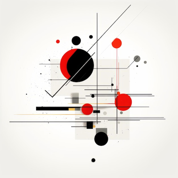 Abstract Zwarte en rode lijnen Bauhaus-geïnspireerd ontwerp met gemeganiseerde precisie