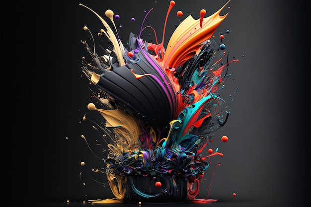 Abstracte 3D Color Splash Achtergrond Ai generatief