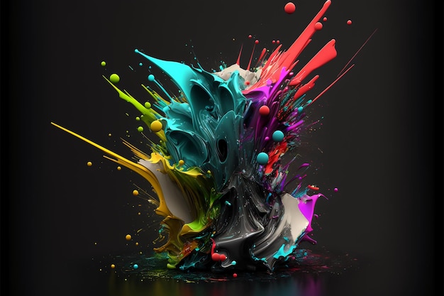 Abstracte 3D Color Splash Achtergrond Ai generatief