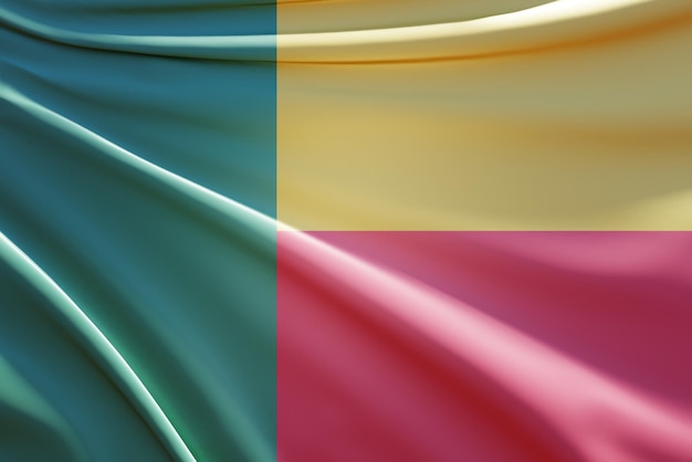 abstracte 3d illustratie van de vlag van benin op golvende stof