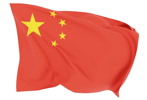 abstracte 3d illustratie van de vlag van china op golvende stof op wit wordt geïsoleerd
