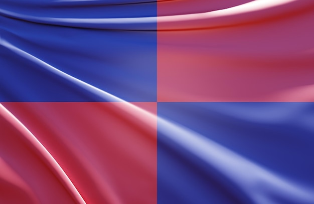 abstracte 3d illustratie van nuku hiva-vlag op golvende stof