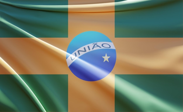 abstracte 3d illustratie van uniao vlag op golvende stof