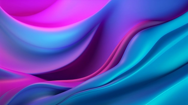 Abstracte 3D mooie blauwe en paarse gradiënt en golvende satijnen achtergrond