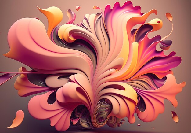 Abstracte 3d vloeibare textuur van roze pastel en rode kleur Gegenereerd door kunstmatige intelligentie