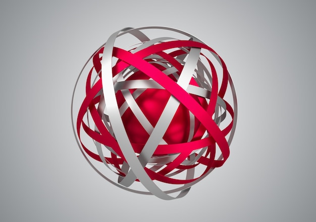 Abstracte 3D-weergave van bol met ringen