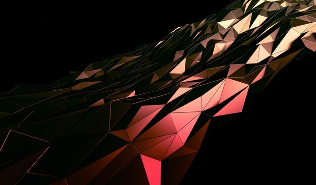 Abstracte 3D-weergave van driehoekig oppervlak Hedendaagse achtergrond van futuristische veelhoekige vorm Vervormde laag poly achtergrond met scherpe lijnen