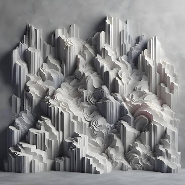 Abstracte 3D-weergave van geometrische vormen in witte en grijze kleuren
