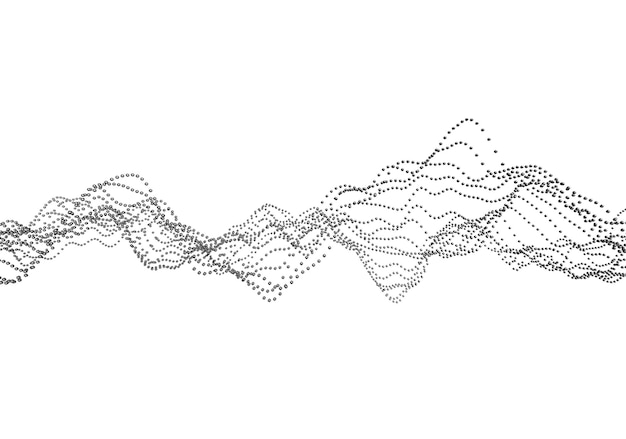 Abstracte 3D-weergave van golven met deeltjes op een witte achtergrond Futuristische background