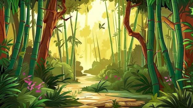 Abstracte achtergrond bamboebos Mooi bannerontwerp dat de details van de natuur laat zien met een illustratie van een bamboebos Generatieve AI