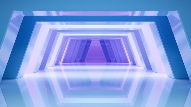 Abstracte achtergrond futuristische glanzende stijl met blauw en violet licht, 3d render