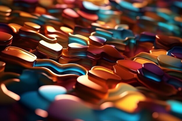 Abstracte achtergrond gemaakt van veelkleurige harten 3D-rendering Ai gegenereerd
