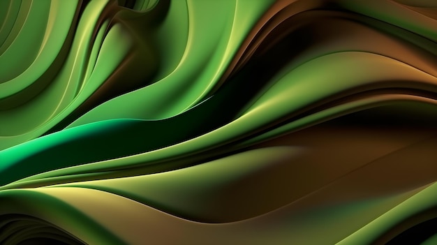 Abstracte achtergrond met 3D groene gradiënt zijdestof generatieve ai
