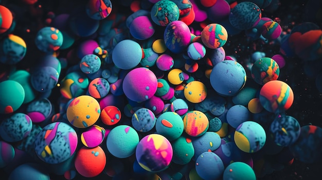 Abstracte achtergrond met ballen van verschillende kleuren generatieve AI