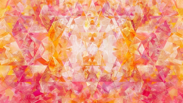 Abstracte achtergrond met een geometrisch patroon Het patroon bestaat uit driehoeken en vierhoeken in tinten roze en oranje