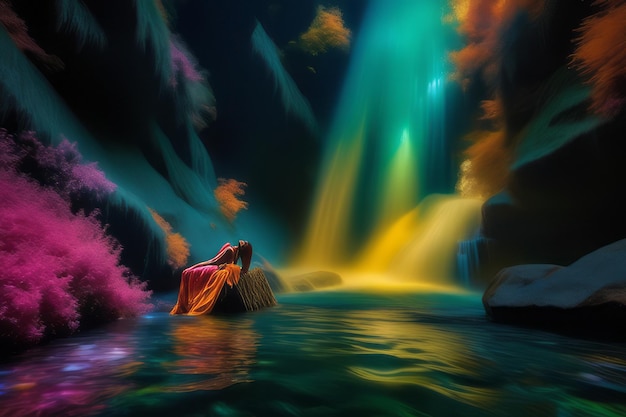 Abstracte achtergrond met een mooie waterval Abstract achtergrond met Een mooie waterval