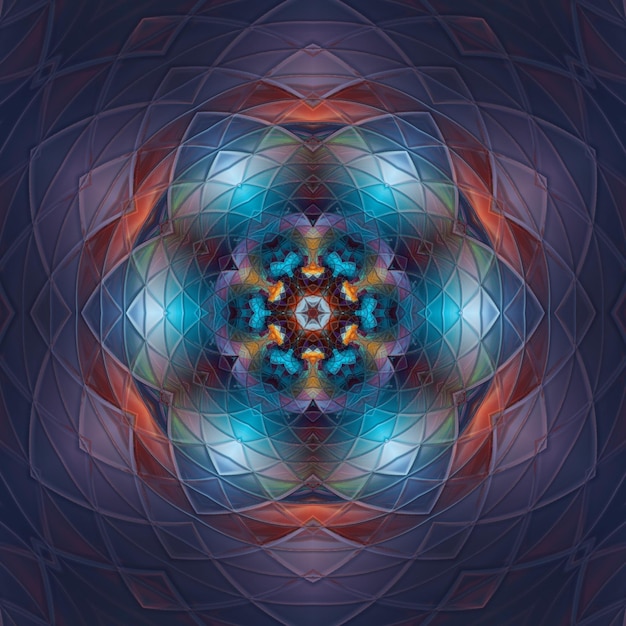 Abstracte achtergrond met een patroon van gekleurde vierkanten en driehoeken.