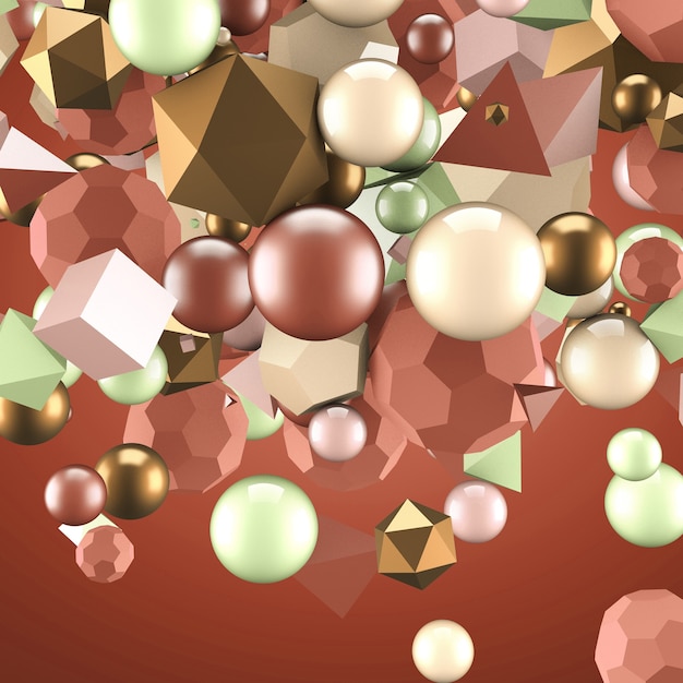 Abstracte achtergrond met elementen. 3D illustratie, 3D-rendering.