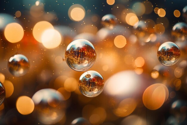Foto abstracte achtergrond met glanzende ballen en bokeh-effect