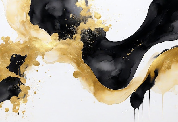 Abstracte achtergrond met gouden zwarte marmer aquarelmodel