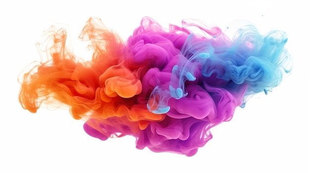 Abstracte achtergrond met kleurrijke rookwolk met krullende golven Gas- en rookexplosie stroomt wervelend en blazend in dynamisch effect Horizontale afbeelding voor bannerontwerp Generatieve AI