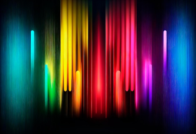 Abstracte achtergrond met neon regenboog equalizer golf Afbeeldingen van muziek equalizer op zwarte achtergrond Gemaakt met Generative AI AI