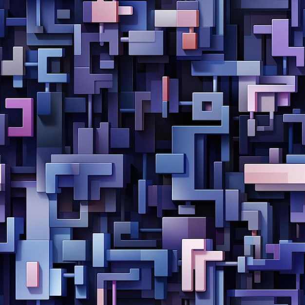 Abstracte achtergrond met paarse en blauwe kleurblokken in een kubistisch geïnspireerde stijl