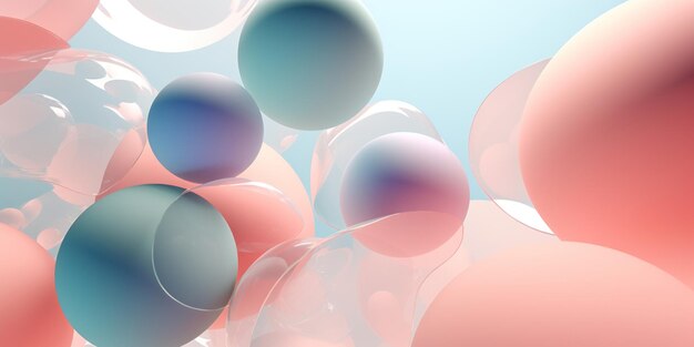 Abstracte achtergrond met pastel geometrische bollen