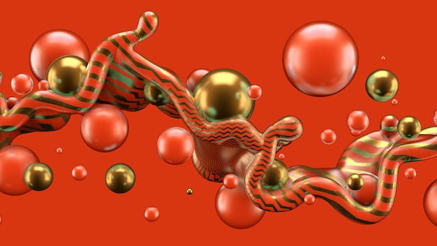 Abstracte achtergrond met plons en bal. 3D illustratie, 3D-rendering.