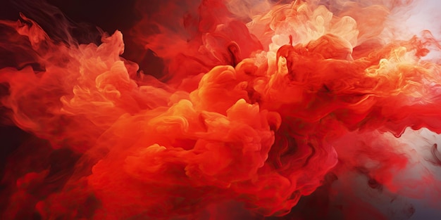 Abstracte achtergrond met rode rookwervelingen Waterverfinktverfwolk Generatieve AI