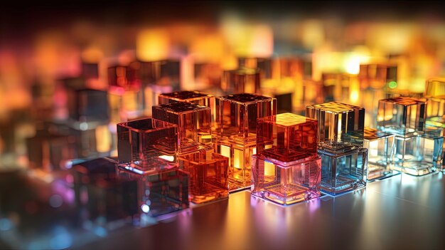 Abstracte achtergrond met structuur van kubussen Kleurige kubussen textuur voor technologie achtergrond Gegenereerde AI