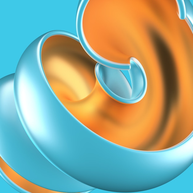 Abstracte achtergrond met turkoois en goud. 3D-afbeelding, 3D-rendering.