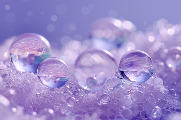 Abstracte achtergrond met zeepbellen bevroren op verpletterd ijs