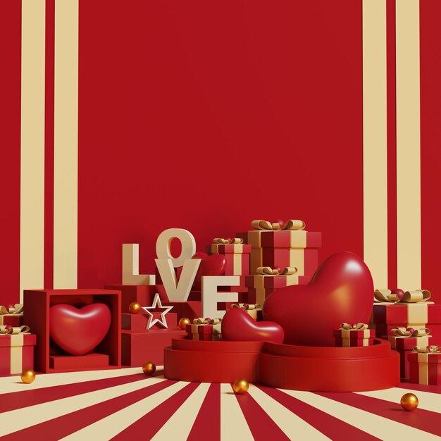 Abstracte achtergrond minimale stijl voor branding productpresentatie op Happy Valentine's day