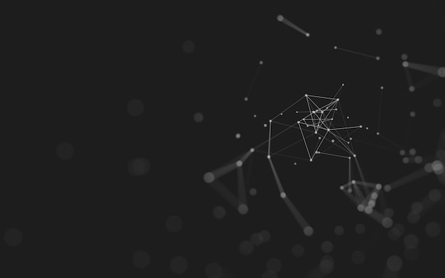 Abstracte achtergrond. Moleculentechnologie met veelhoekige vormen, verbindende punten en lijnen. Verbindingsstructuur. Big data visualisatie.