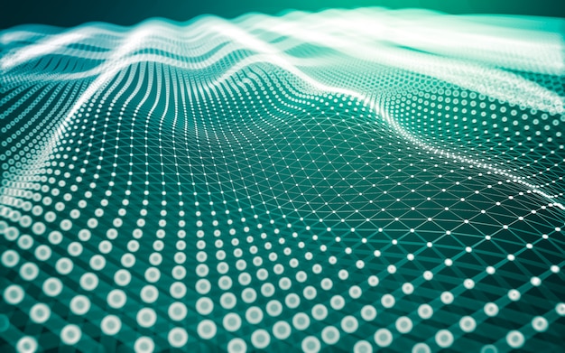 Abstracte achtergrond. Molecuultechnologie met veelhoekige vormen, verbindende punten en lijnen. Verbindingsstructuur. Visualisatie van big data.